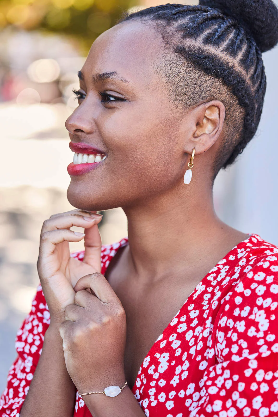 Fatima Earrings, White - Image 6