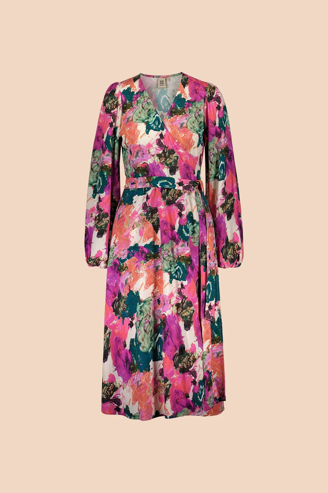 Wrap Midi Dress, Aquarelle - Image 3