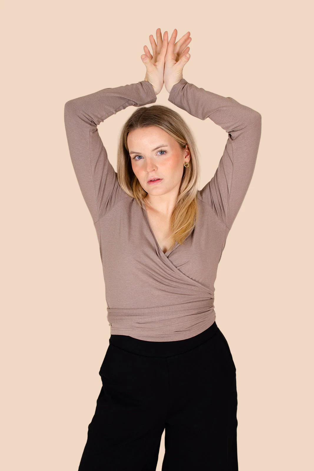 Wrap Top, Taupe - Image 12