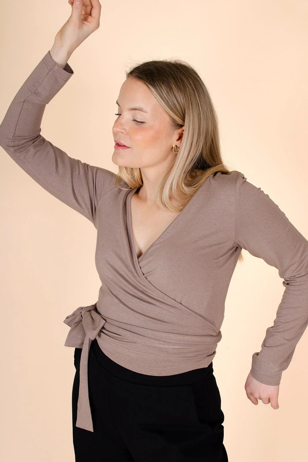 Wrap Top, Taupe - Image 4