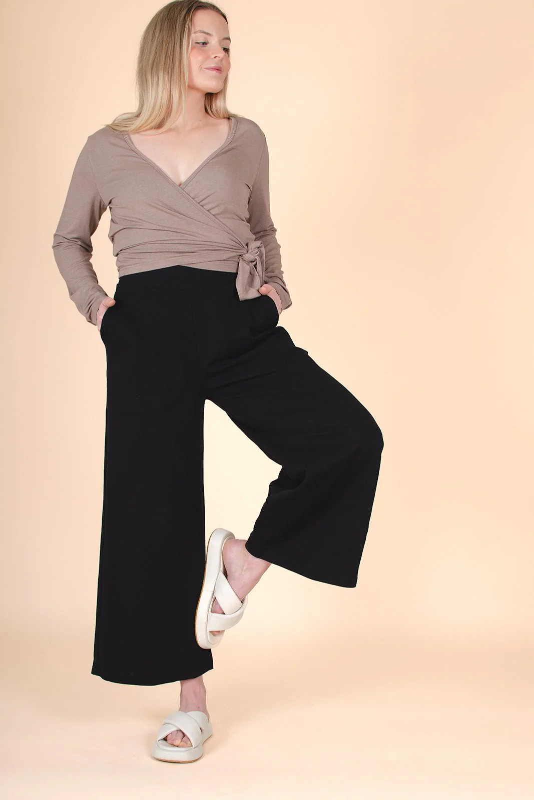 Wrap Top, Taupe - Image 5