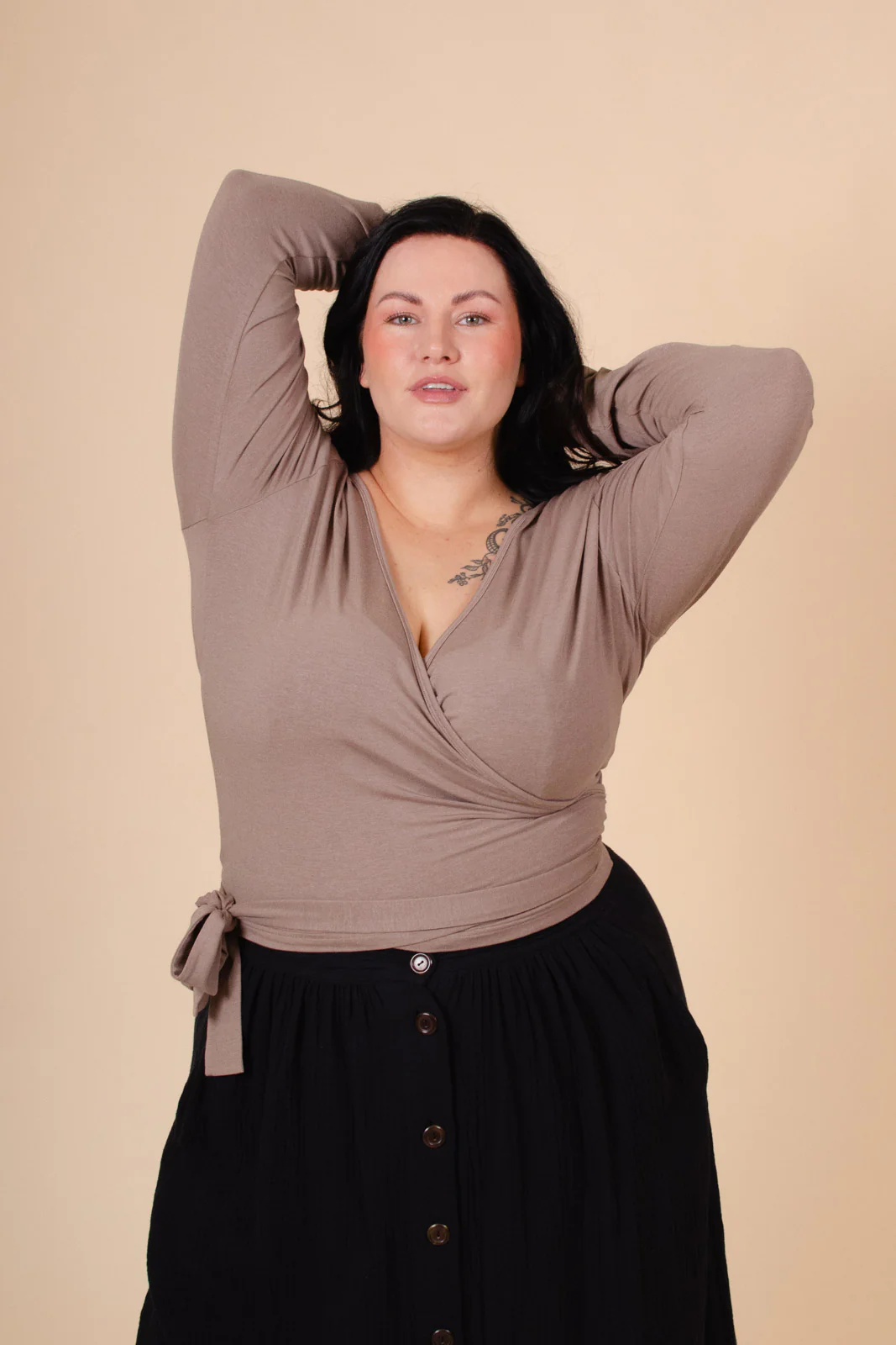 Wrap Top, Taupe - Image 6